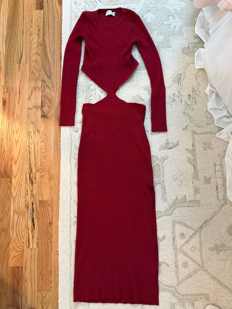 Dress Forum Burgundy Long Sleeve Cutout Maxi Dress